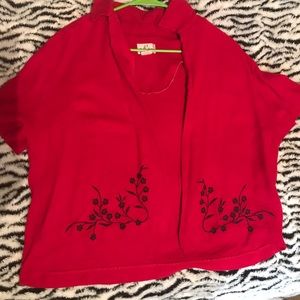 Red shirt. Floral design